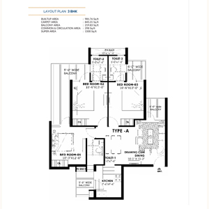 3 BHK Floor Plan